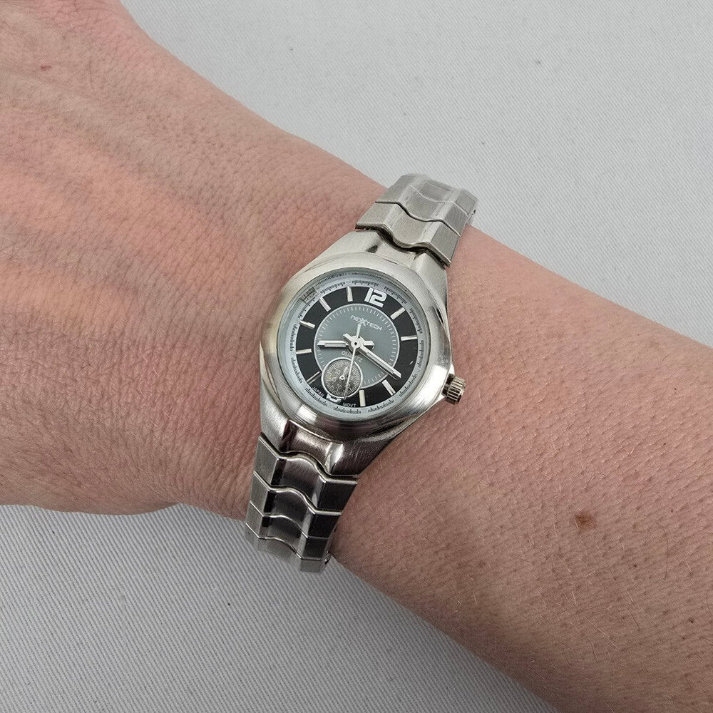 NextTech Quartz Watch Silver Tone Stretch Band Japan Movement